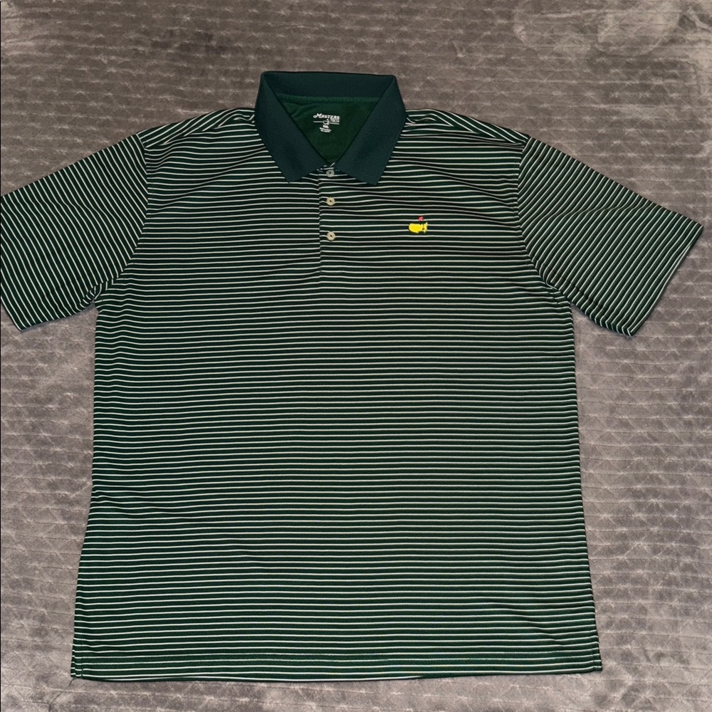 Masters Dark Green Striped Polo Shirt